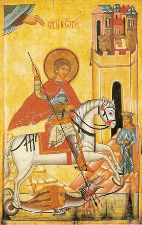 Heiliger Georg, Ikone aus Wysokie in der Slowakei, 15.-16. Jahrhundert, 